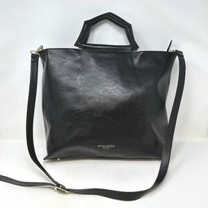 Anna Paola Bonnie‎ Tote Crossbody Leather Black